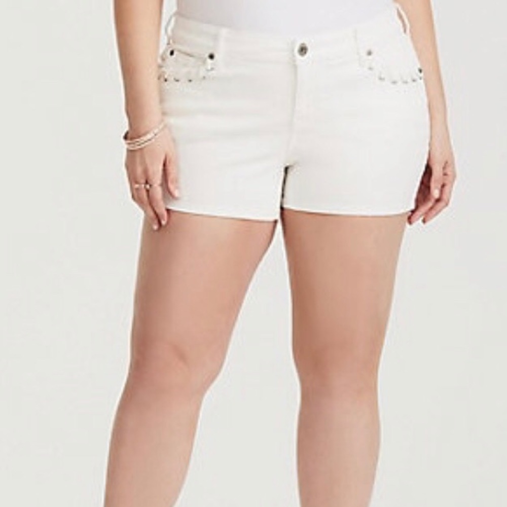 Torrid white jean shorts